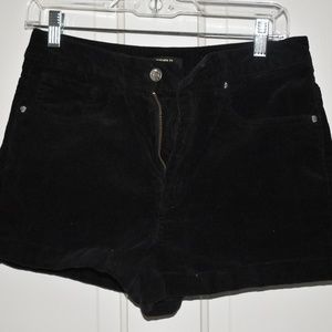 Corduroy Black High-waisted Shorts